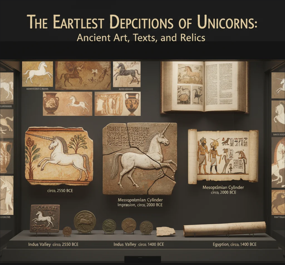 Ancient depictions of unicorns in art, taexts, and relics across civilizations
